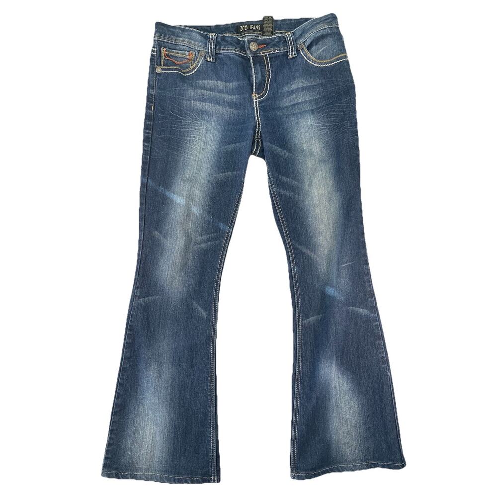 ZCO Bootcut Jeans Y2K Style Embellished Pockets Contrast Stitching Boho Size 13